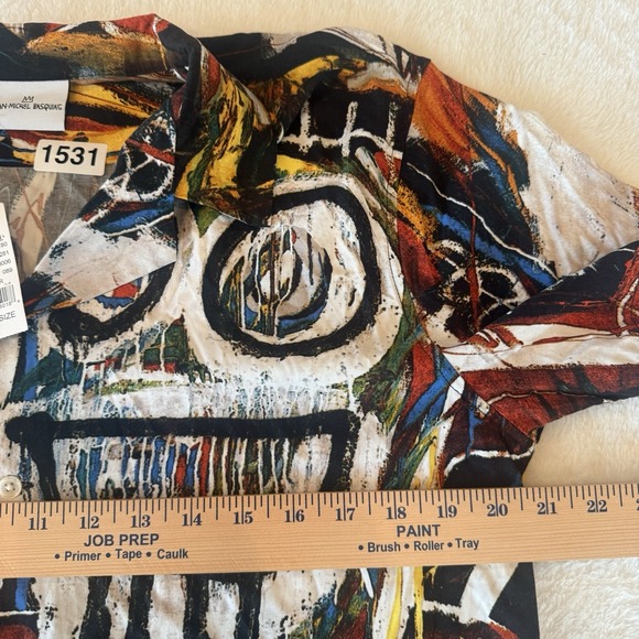 NWT JEAN MICHEL BASQUIAT Medium Licensed Abstract Ripple Junction Viscose Shirt - Picture 7 of 8